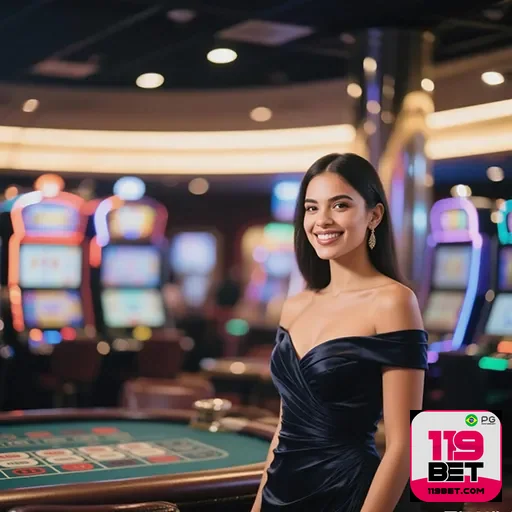 Imagem do site 119bet com elementos de cassino, promovendo diversão e apostas online.