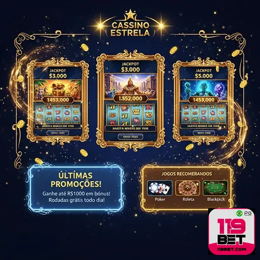 Imagem do site 119bet com foco em apostas esportivas e jogos, destacando o logo 119bet na Home05